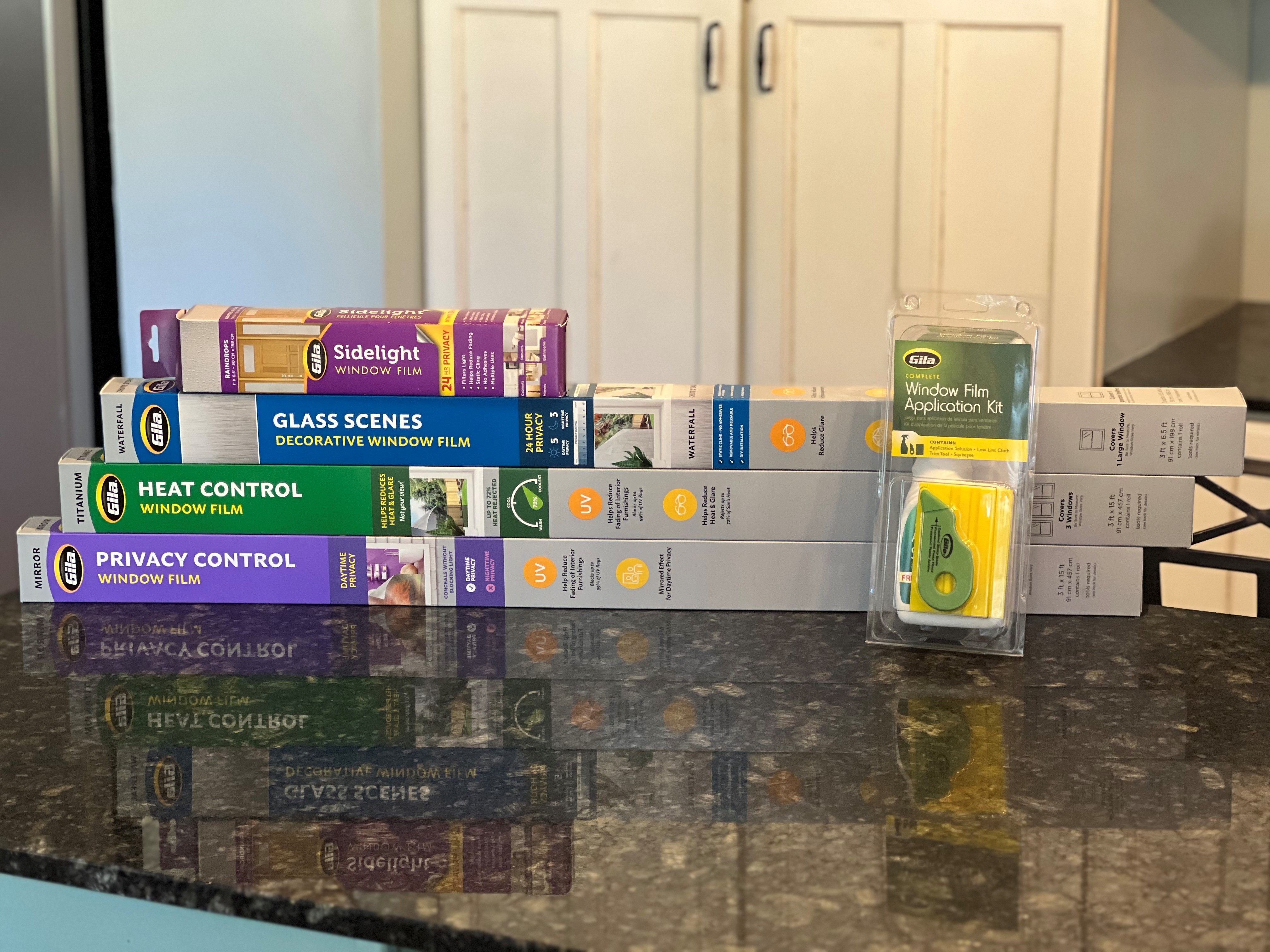 Gila products in packaging displayed on countertop 